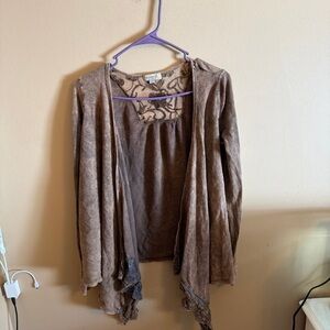 Brown Open-Front Women's Sweater